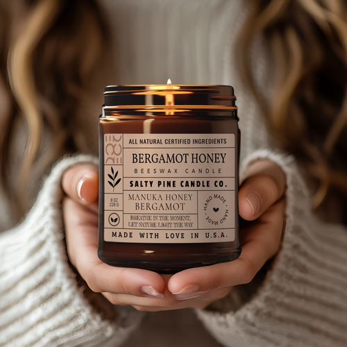 ALL NATURAL Bergamot Honey Beeswax Candle
